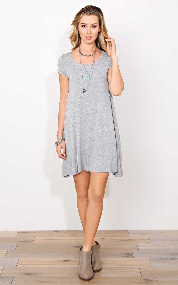 Grey Back To You Knit Dress - MED - Heather in Size Medium by Styles For Less