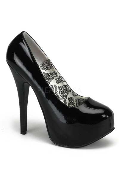 Black Patent Faux Leather Pump High Heels