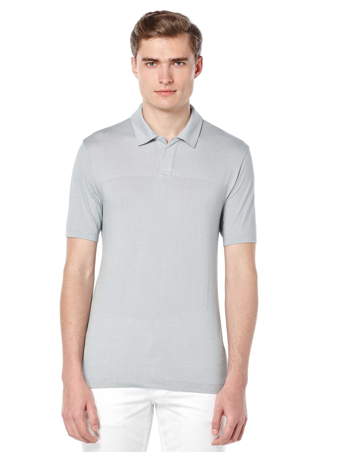 Perry Ellis Short Sleeve Jacquard Placed Polo