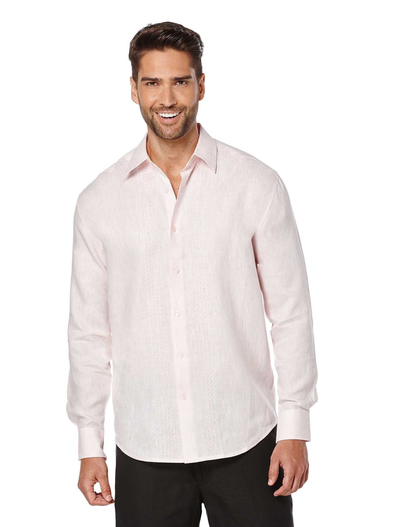 Cubavera 100% Linen Long Sleeve Ombre Embroidery