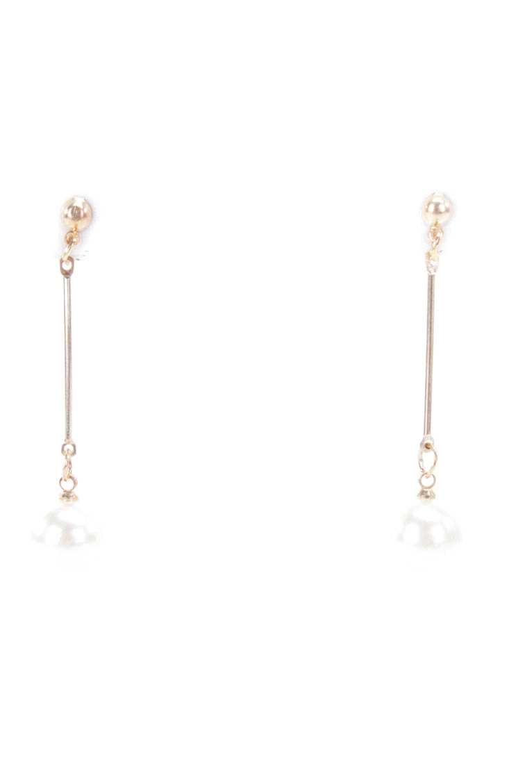 Gold Stick Dangle Faux Pearl Dangle Earrings
