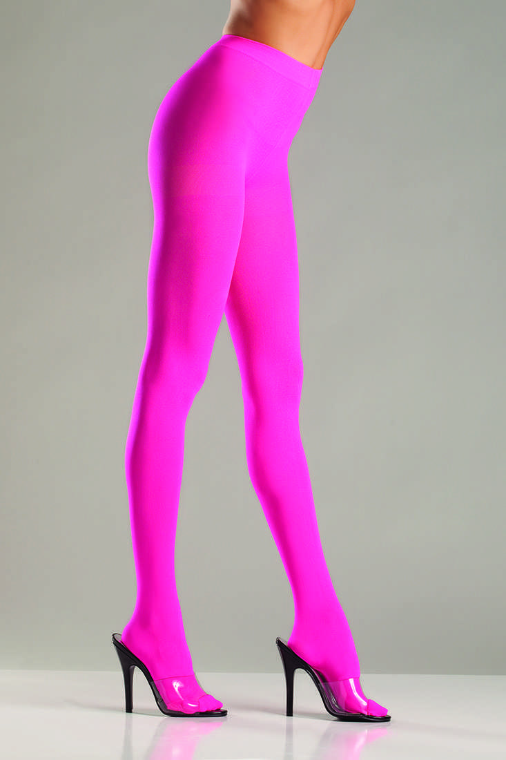 Neon Pink Opaque Nylon Pantyhose