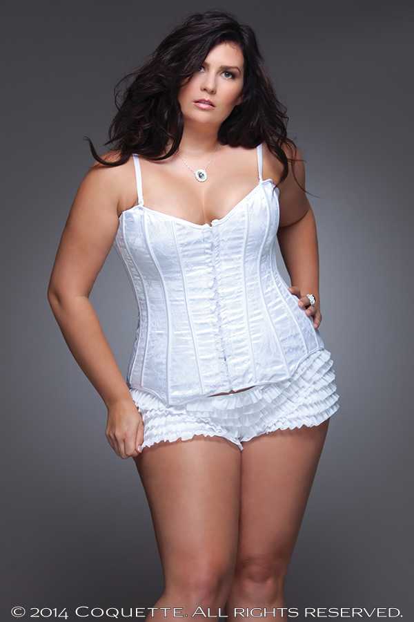 White Satin Lace Plus Size Sexy Corset