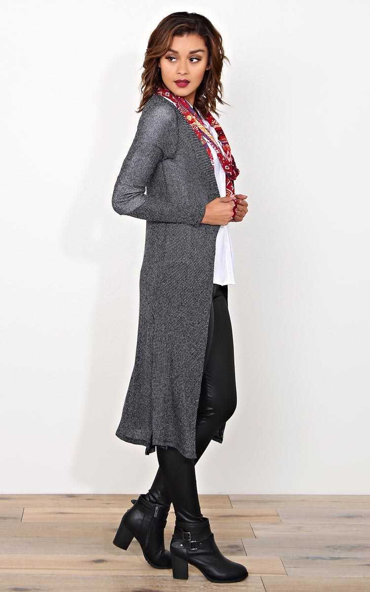 Effortless Duster And Scarf Set - - Black in Size by Styles For Less