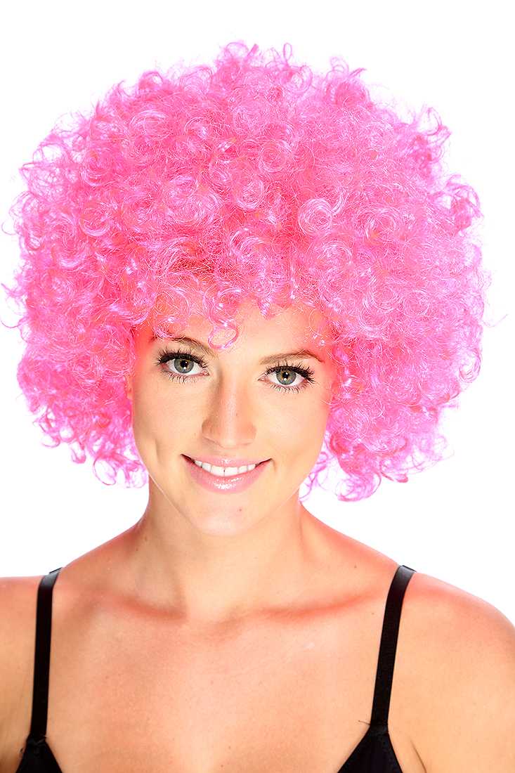 Hot Pink Curly Afro Wig