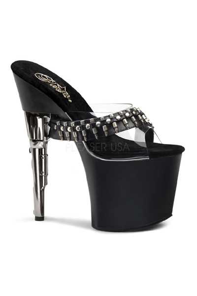 Clear Black Bullet Gun High Heels
