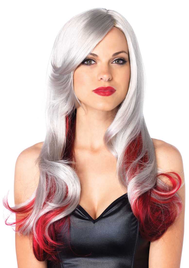 1 PC Allure Grey Red Wavy Wig