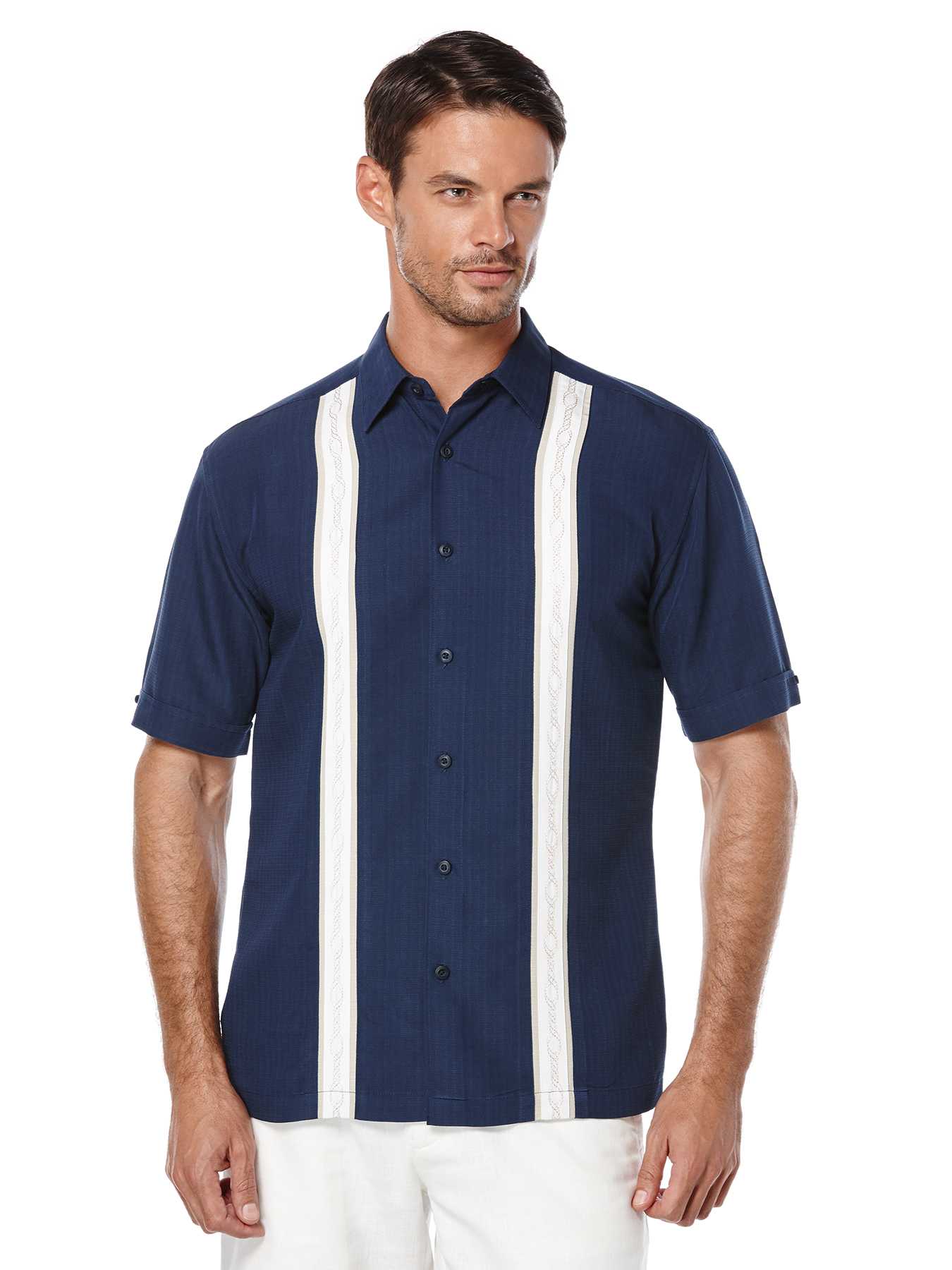 Cubavera Big & Tall Short Sleeve Contrast Panel