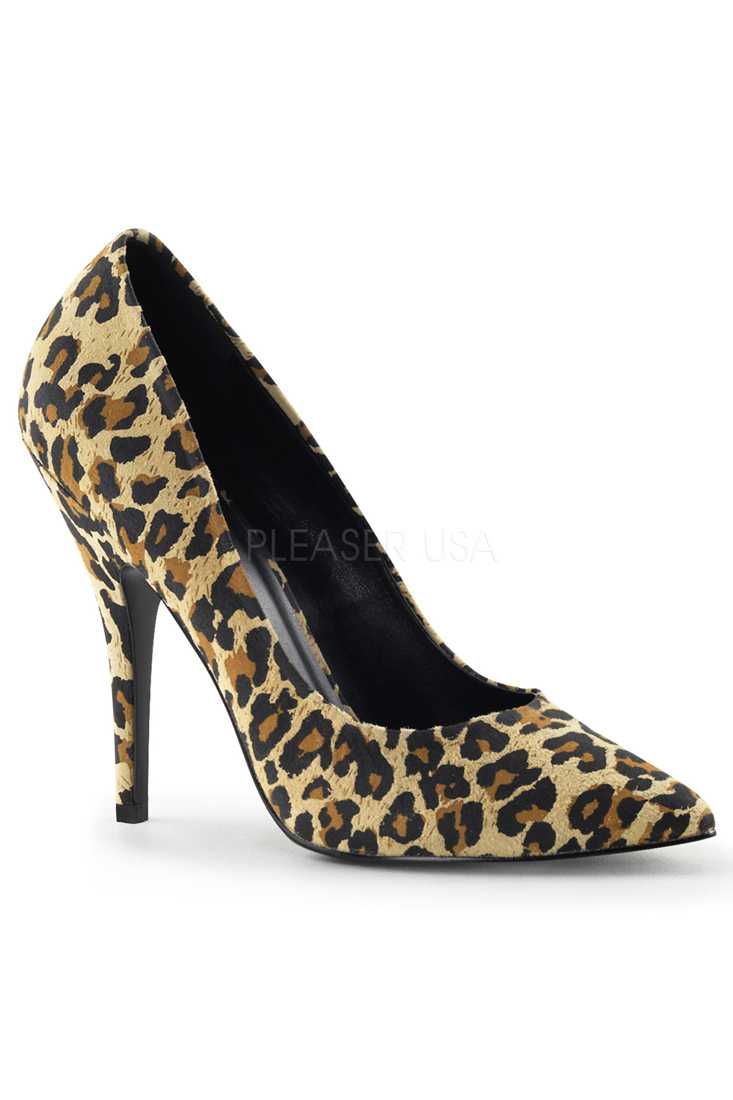 Leopard Print Single Sole Pump High Heels Faux Leather