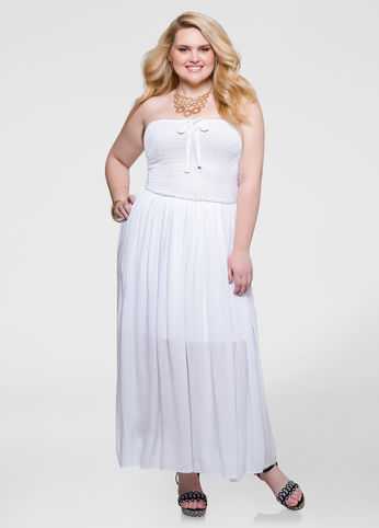 Strapless Smocked Gauze Maxi Dress