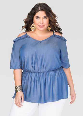 Cold Shoulder Cinch Waist Top