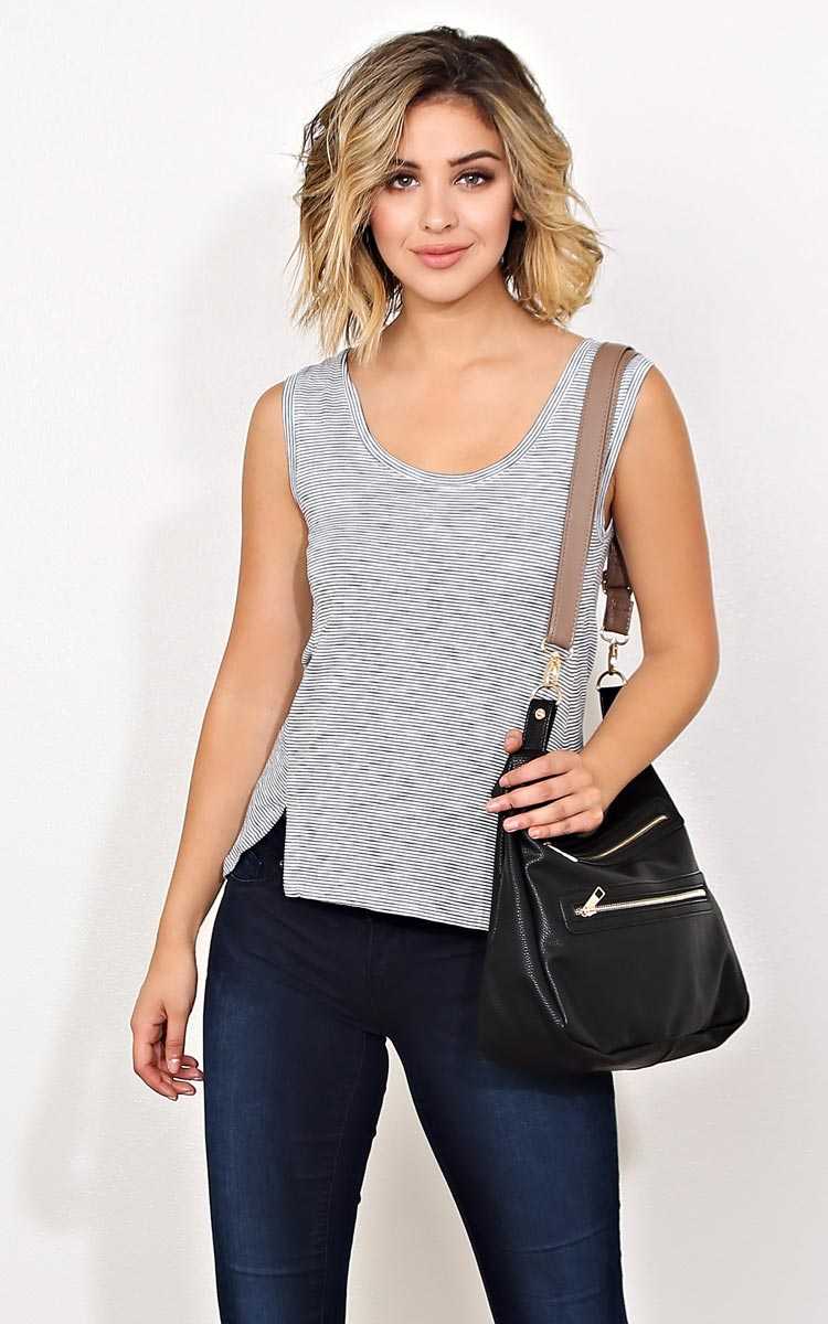 Double Standard Knit Tank - - Black Combo in Size by Styles For Less