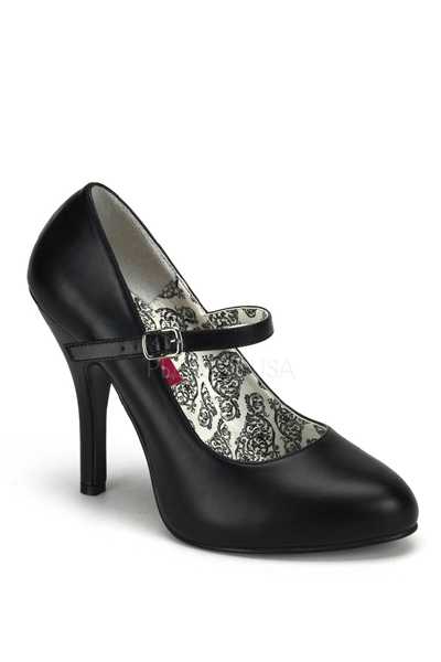 Black Faux Leather Maryjane High Heels