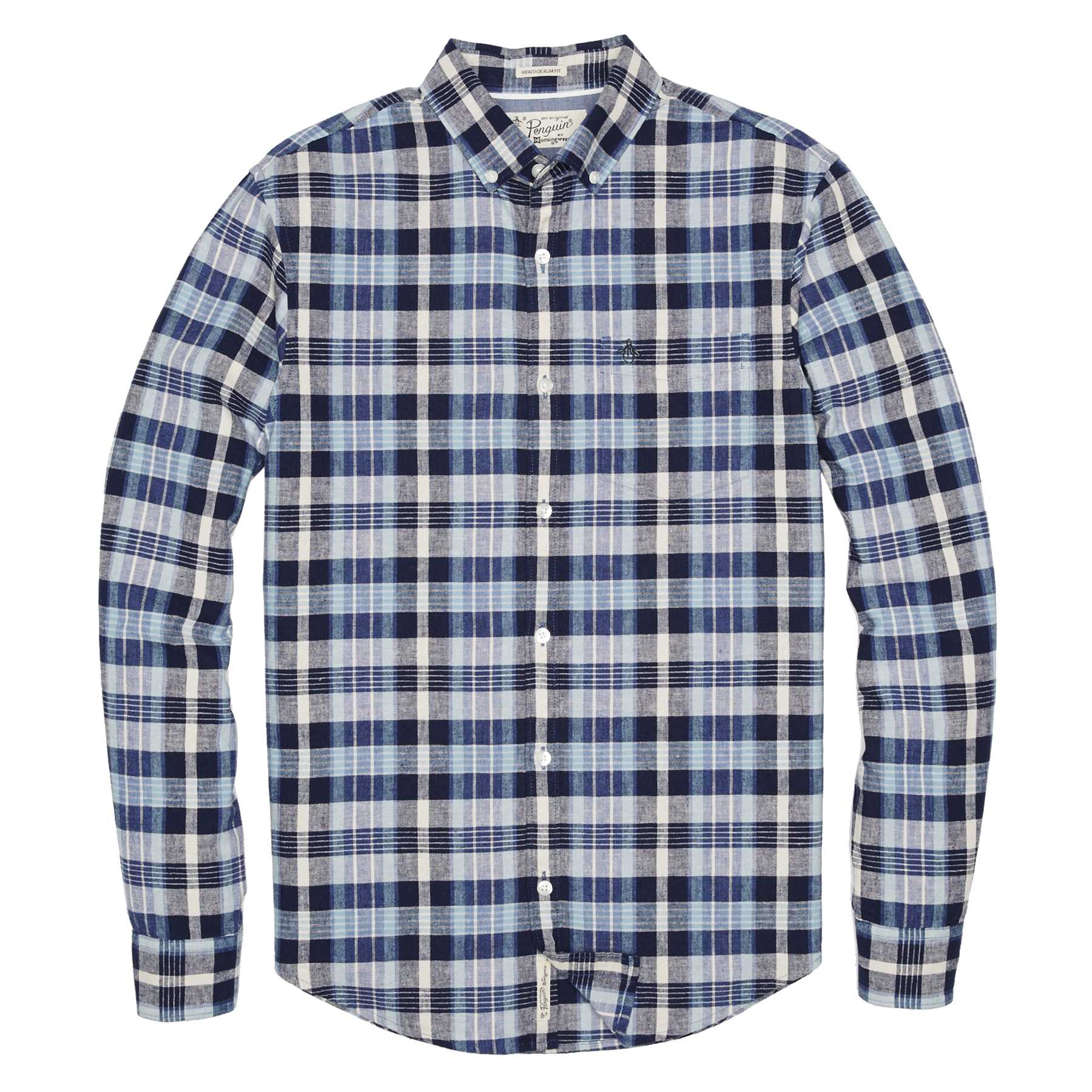 Original Penguin INDIGO MADRAS PLAID SHIRT