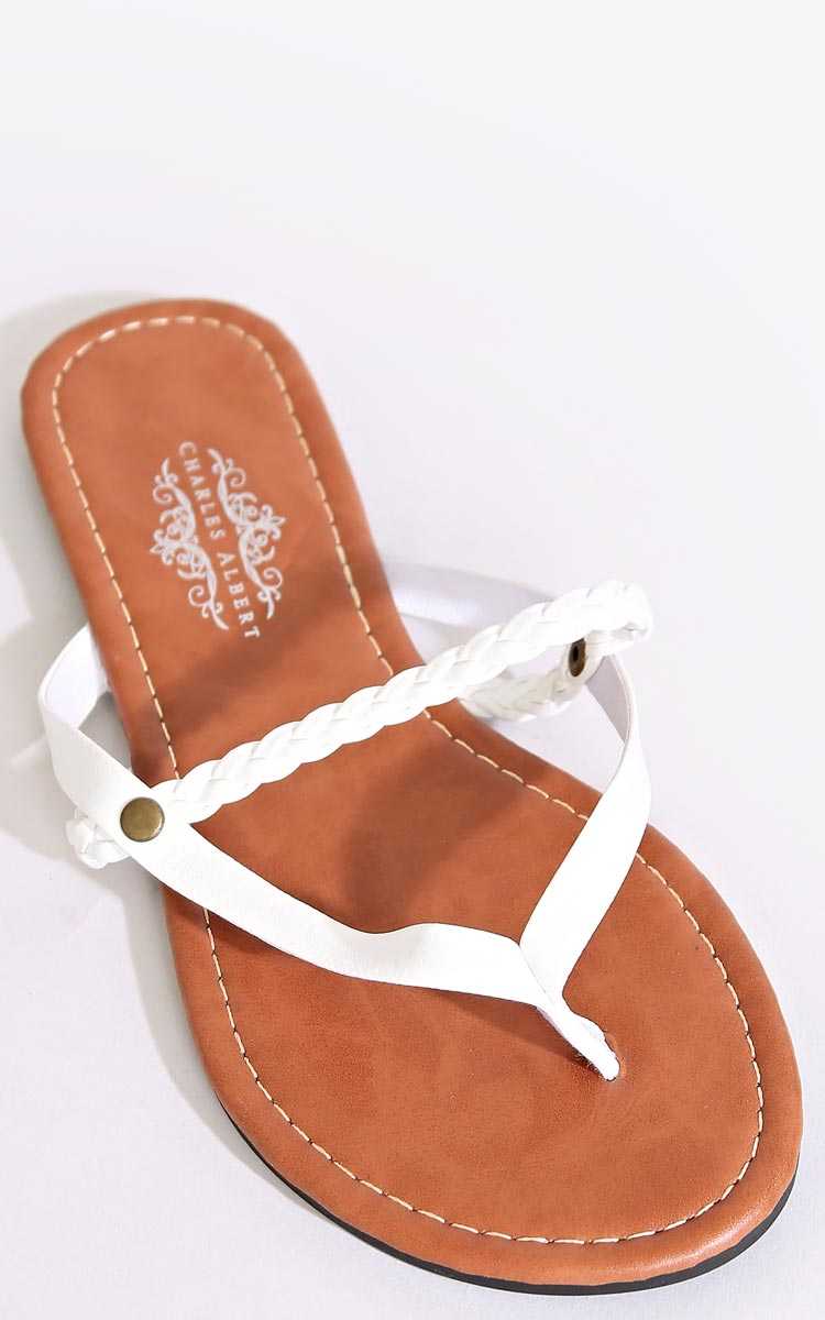 Sunset Walk Flip Flops - White in Size by Styles For Less
