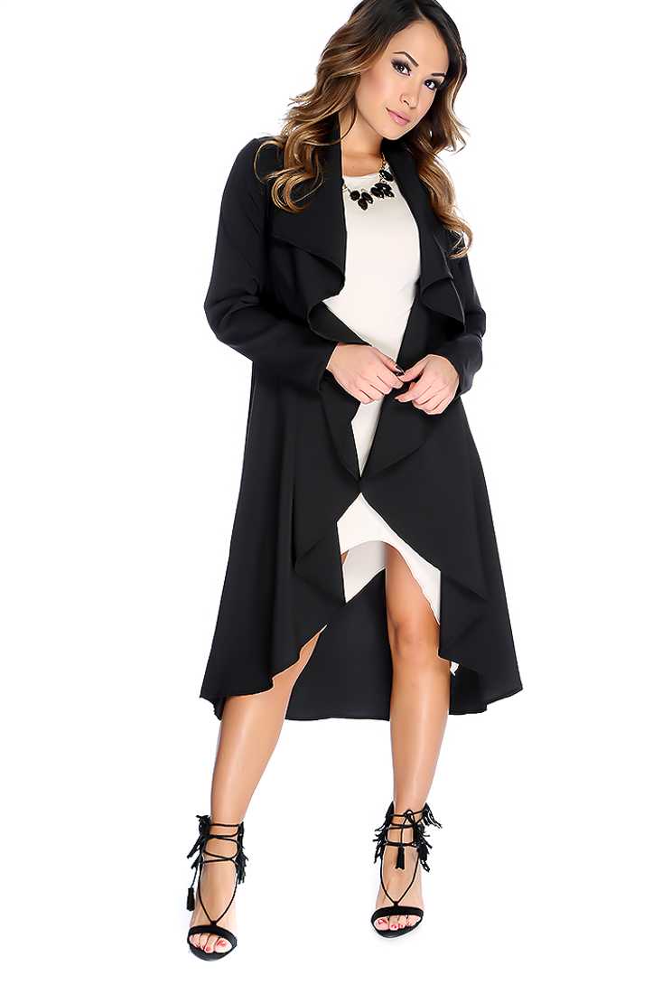Black Long Sleeve Open Front Jacket