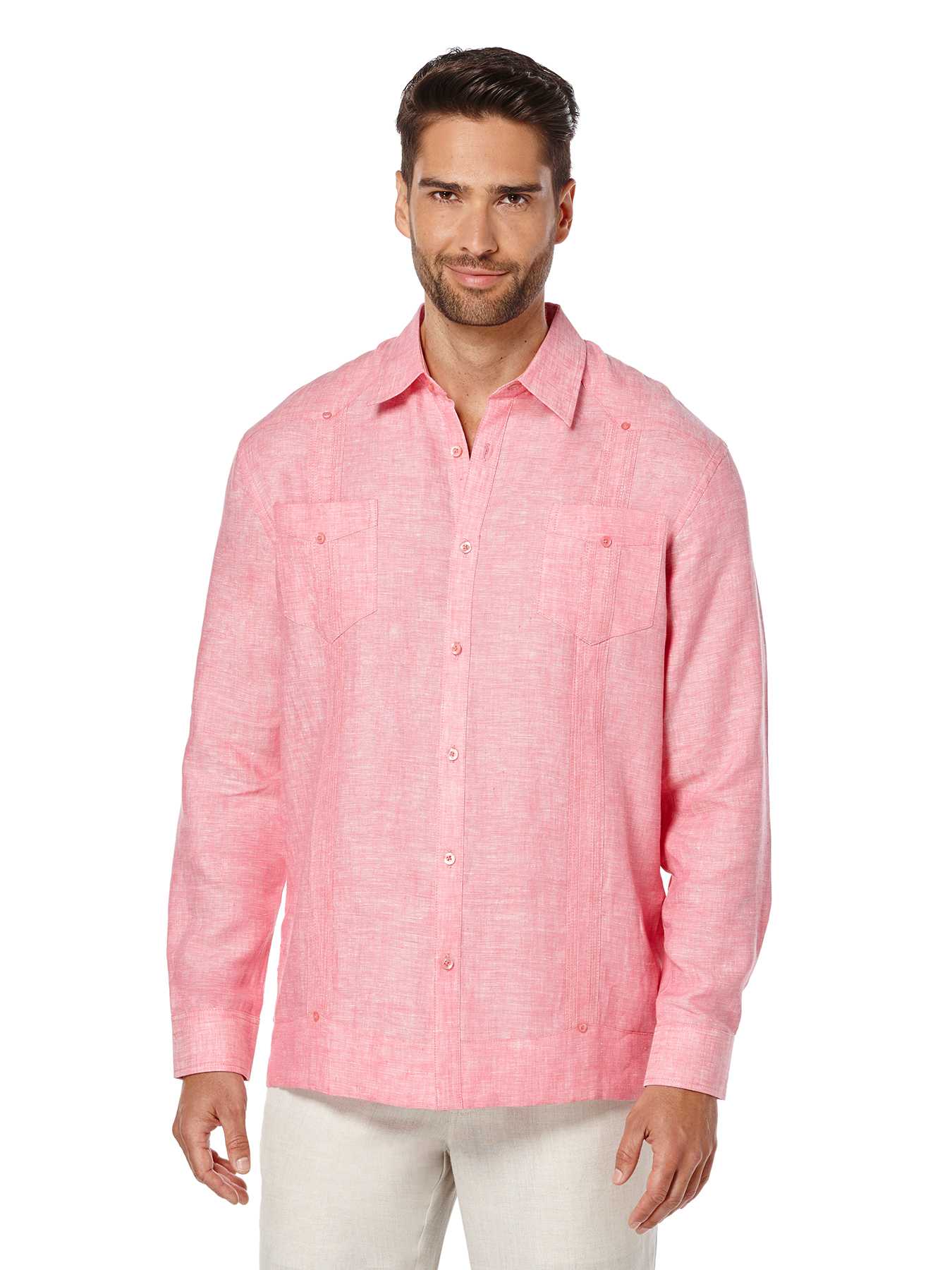 Cubavera 100% Linen Long Sleeve 2 Upper Pocket Guayabera
