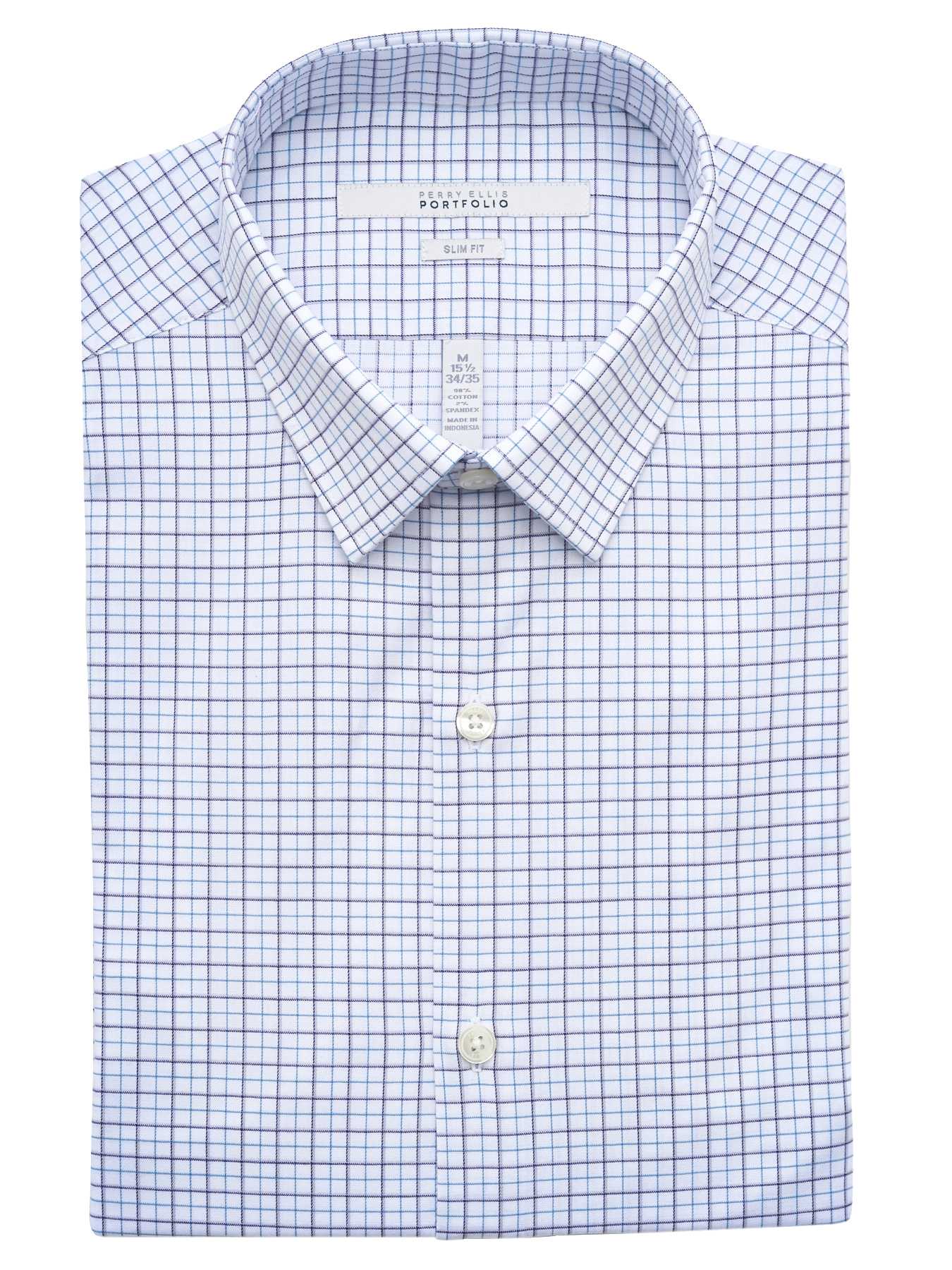 Perry Ellis Slim Fit Micro Windowpane Dress Shirt