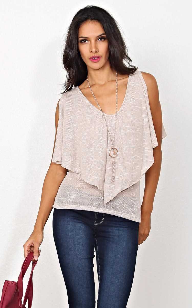 Chrissy Slub Knit Necklace Top - - Nude in Size by Styles For Less