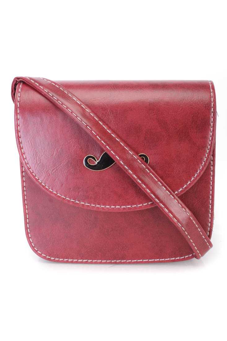 Wine Mustache Pendant Faux Leather Mini Handbag