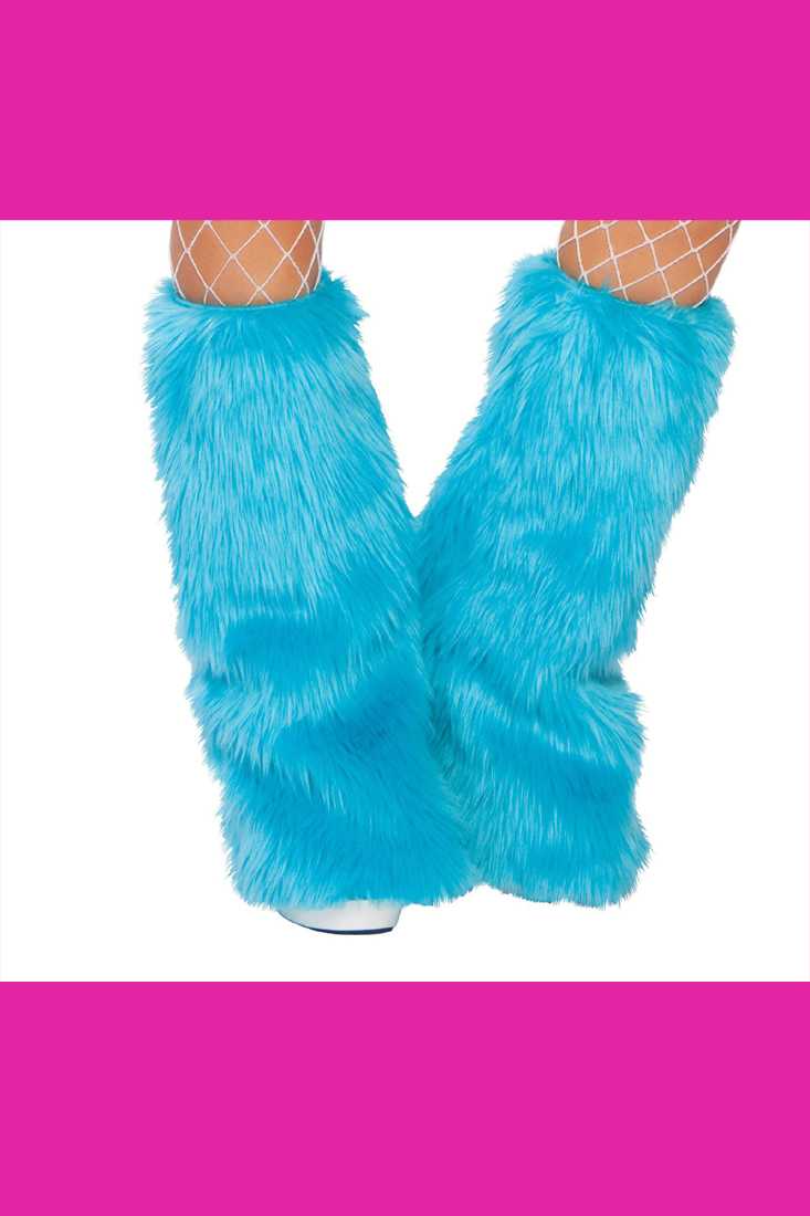 Turquoise Faux Fur Leg Warmers Costume Accessory