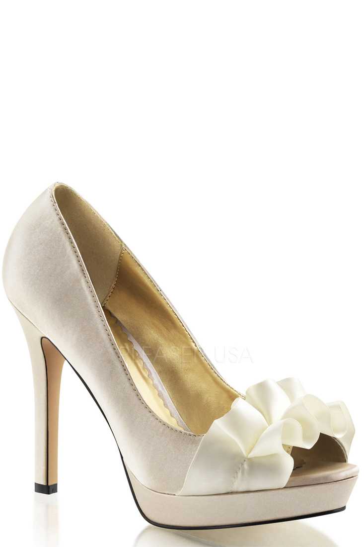 Champagne Peep Toe Pump High Heels Satin