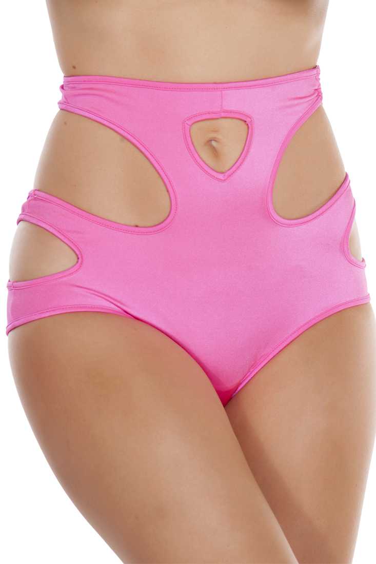 Hot Pink Cut Out High-Waisted Shorts