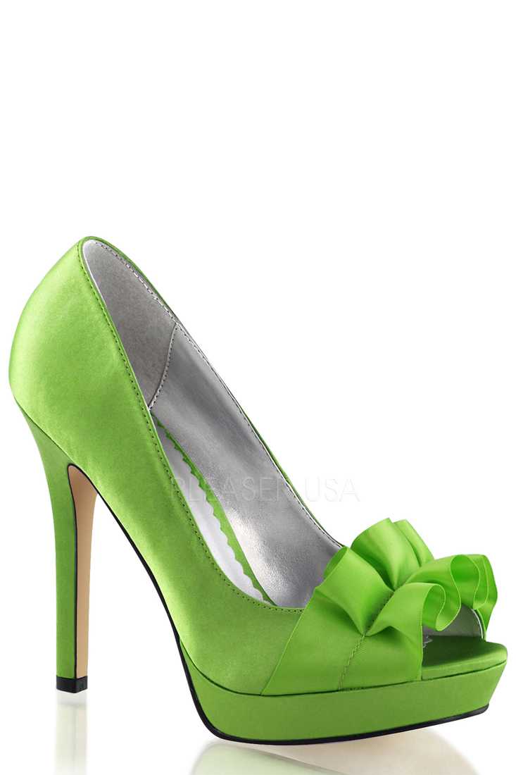 Apple Green Peep Toe Pump High Heels Satin