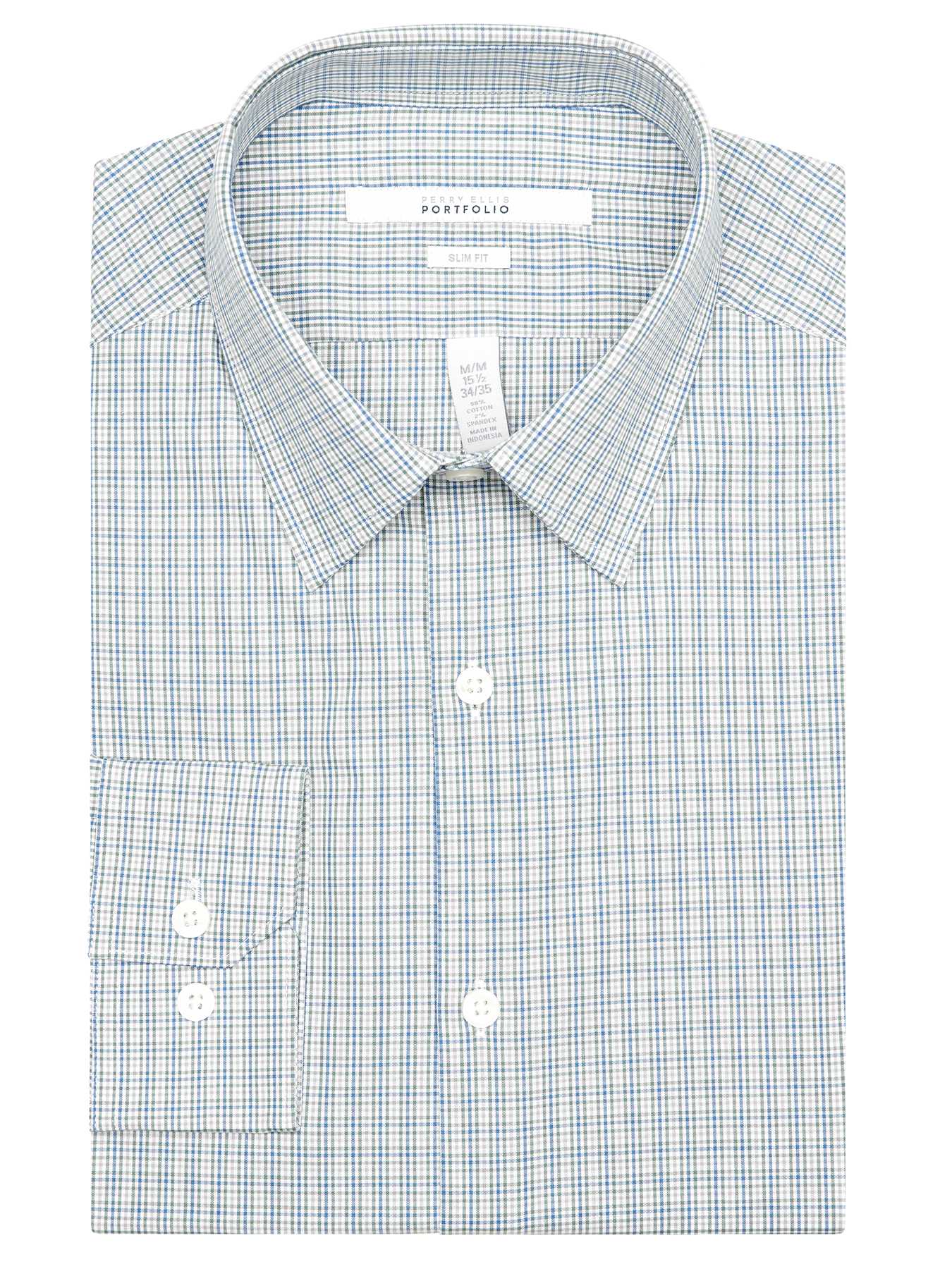 Perry Ellis Slim Fit Mini Tattersall Dress Shirt