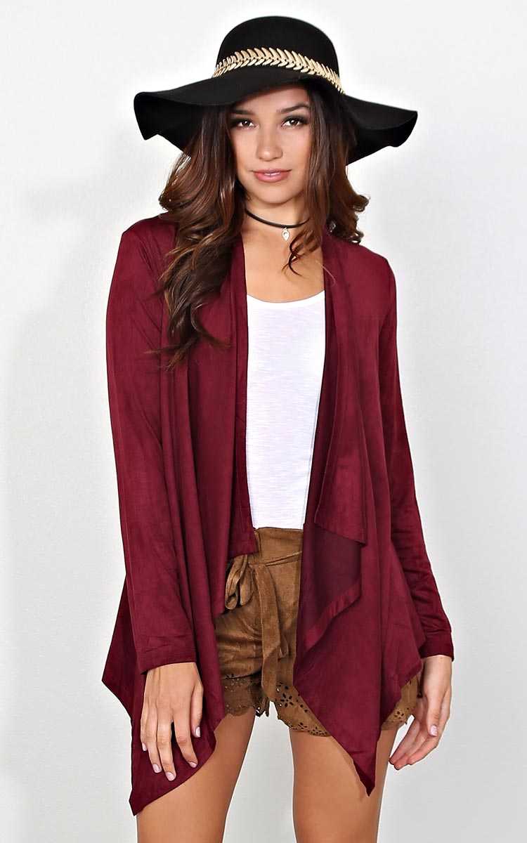 Austin Faux Suede Wrap - LGE - Burgundy in Size Large by Styles For Less