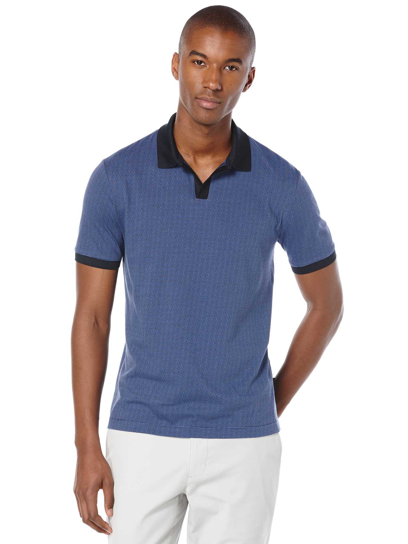 Perry Ellis Short Sleeve Jacquard Open Polo