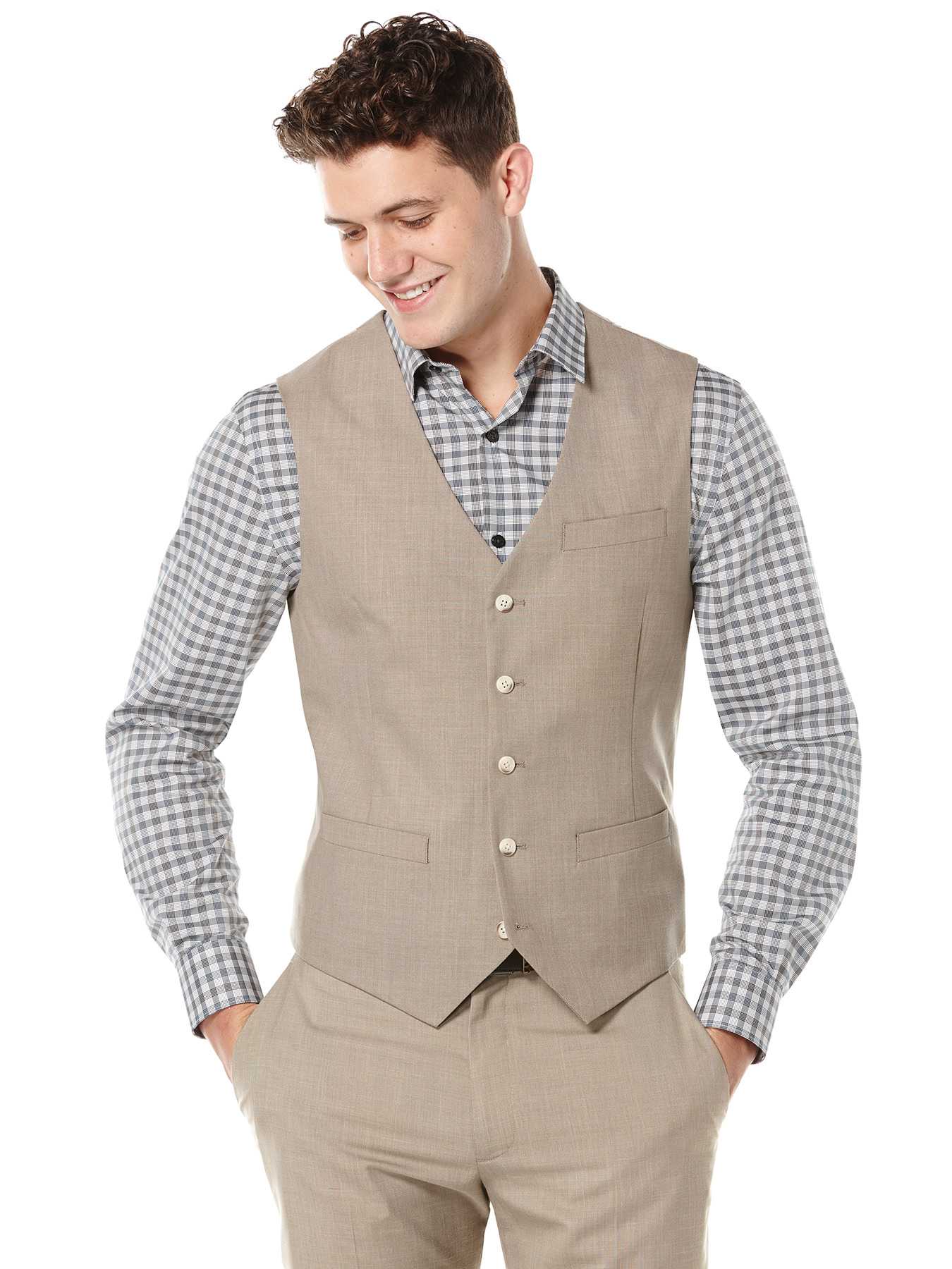 Perry Ellis Two Toned Twill Suit Vest