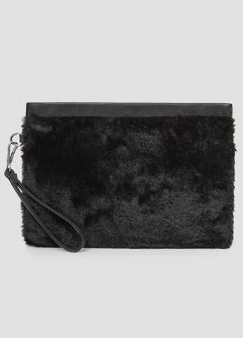 Oversized Fur Wristlet Clutch