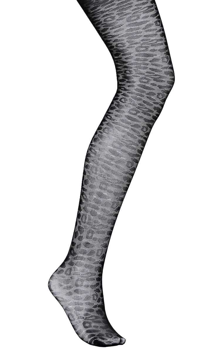 Cheetah Jaquard Fashion Tights - N/S - Black by Styles For Less