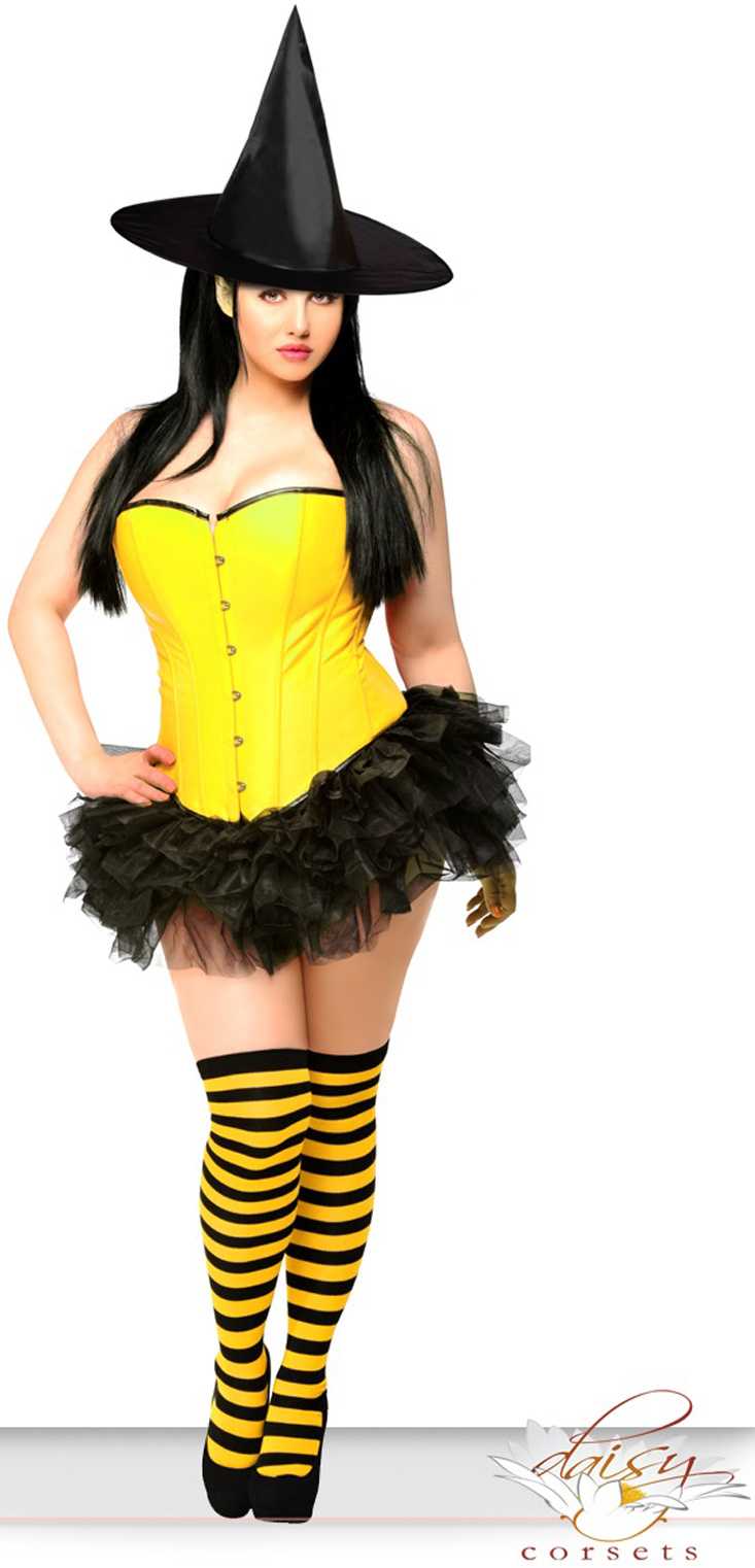 4 PC Yellow Candy Pin-Up Witch Costume