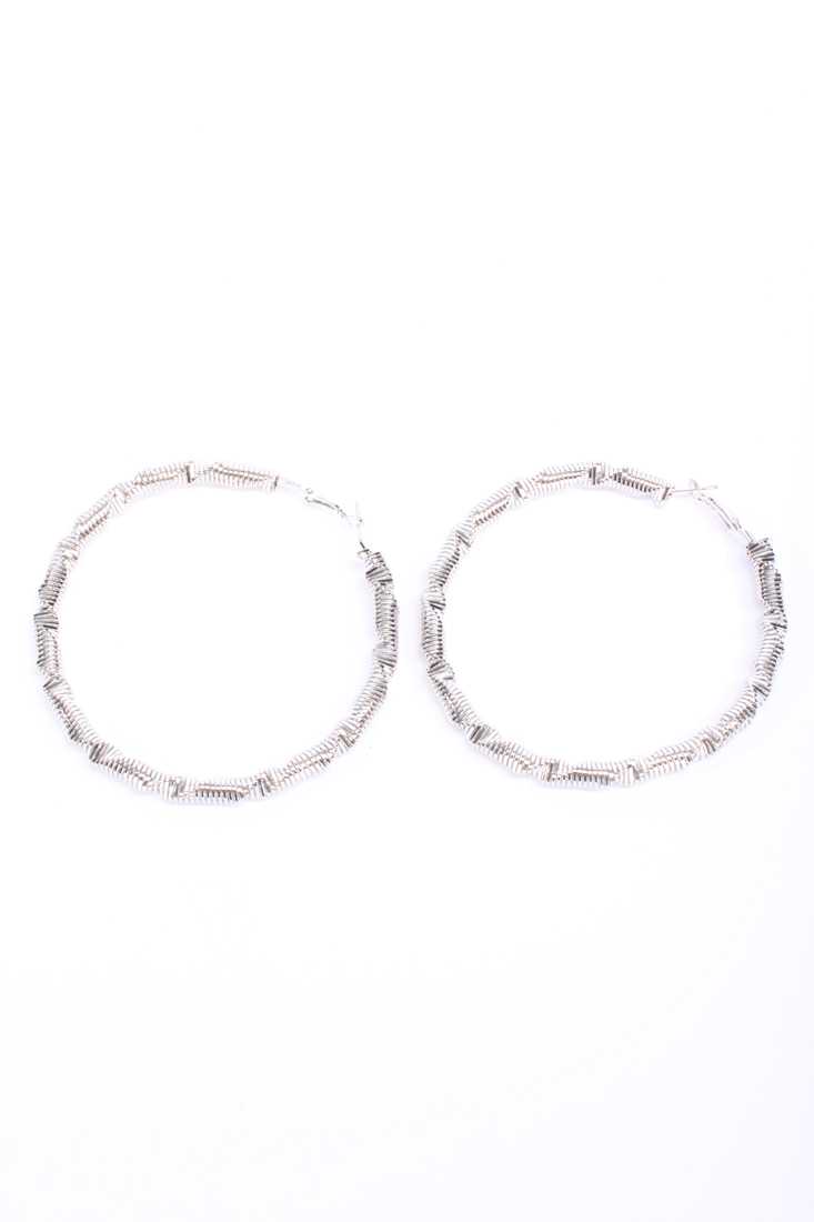 Silver Twisted Spring Hoop Earrings
