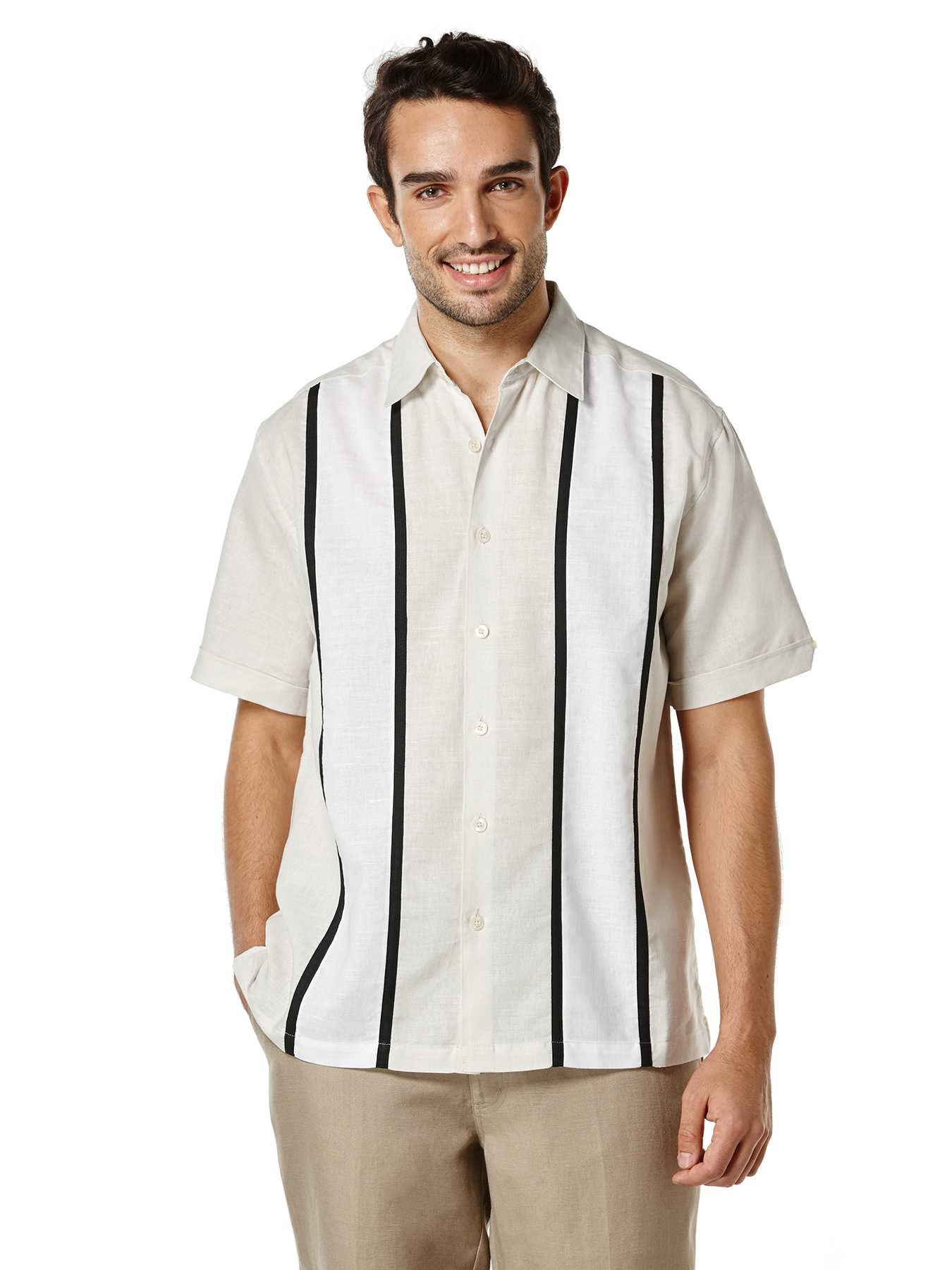 Cubavera Short Sleeve Tri-Color Panel