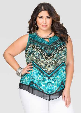 Bohemian Print Chiffon Tank