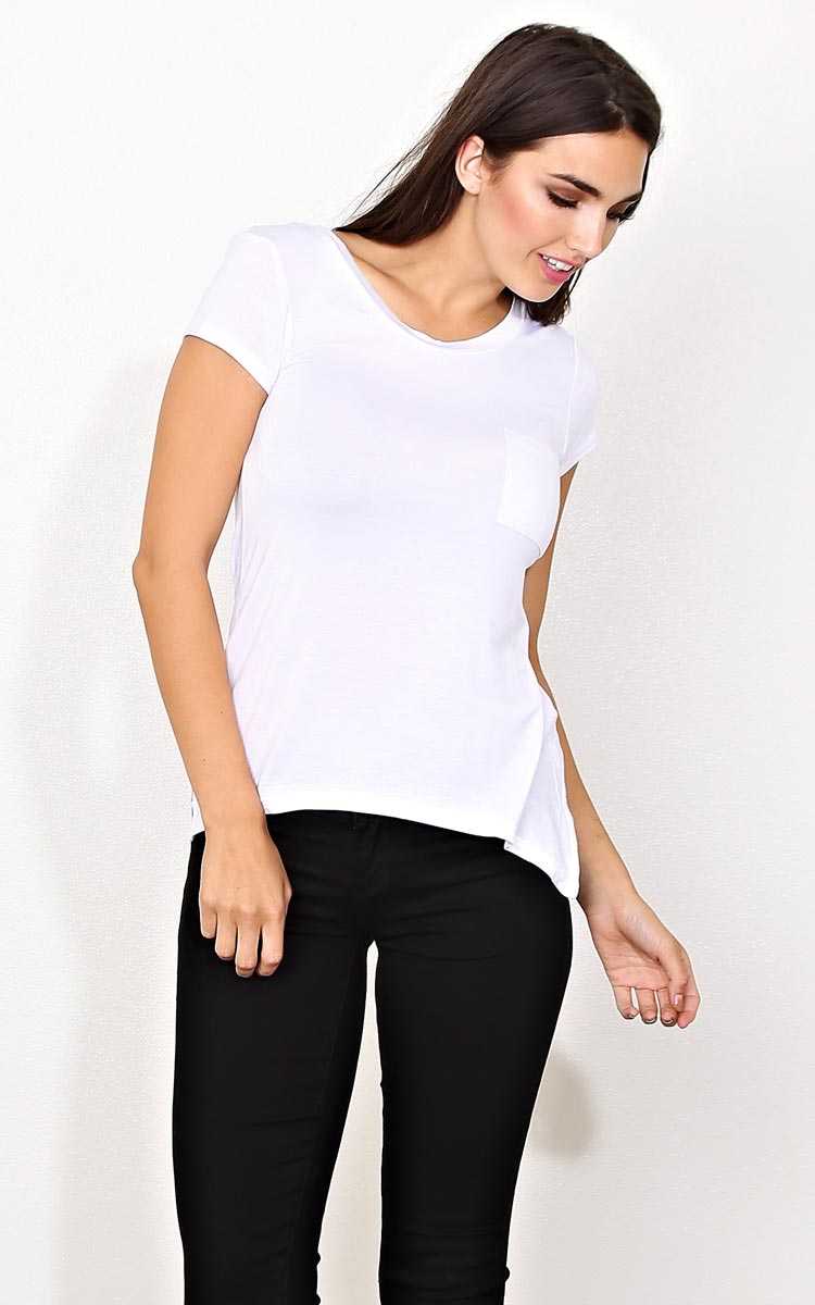 White Open Road Knit Pocket Tee - - White in Size by Styles For Less