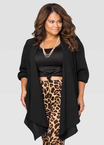 Crepe Cascade Zip Pocket Jacket