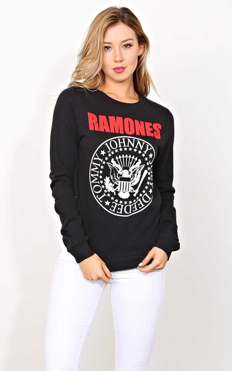 RAMONES Fleece Lined Pullover - SML - Black in Size Small by Styles For Less