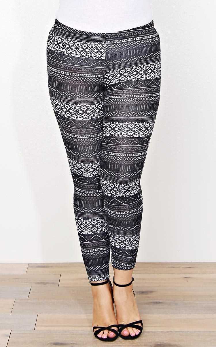 Plus Size Snowflake Kisses Knit Leggings - Grey Combo in Size 1X by Styles For Less