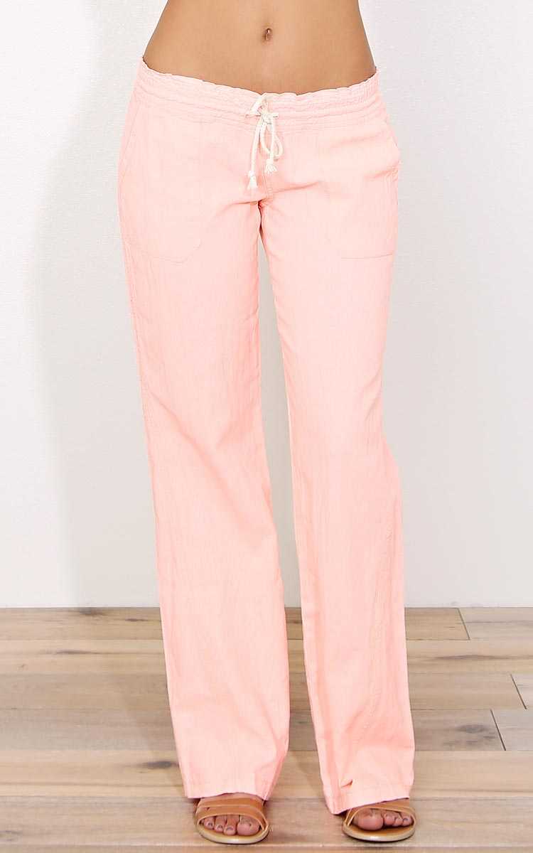 Coral Bay Linen Pants - - Neon Coral in Size by Styles For Less