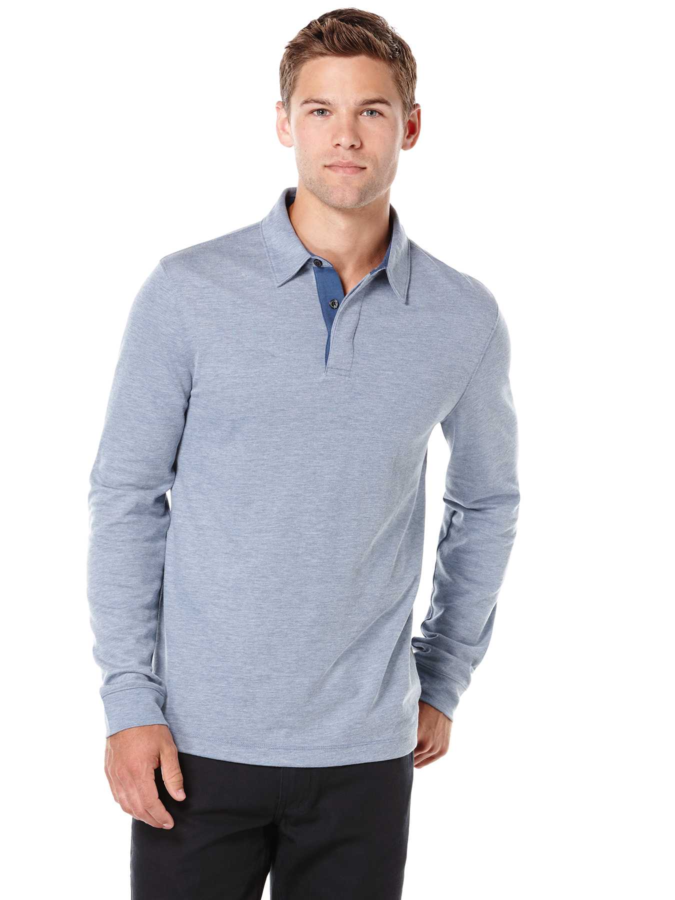 Perry Ellis Travel Luxe Long Sleeve Oxford Polo