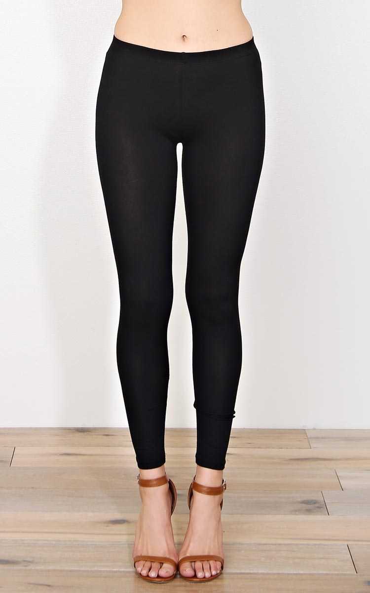 Fall Basic Knit Leggings - - Black in Size by Styles For Less