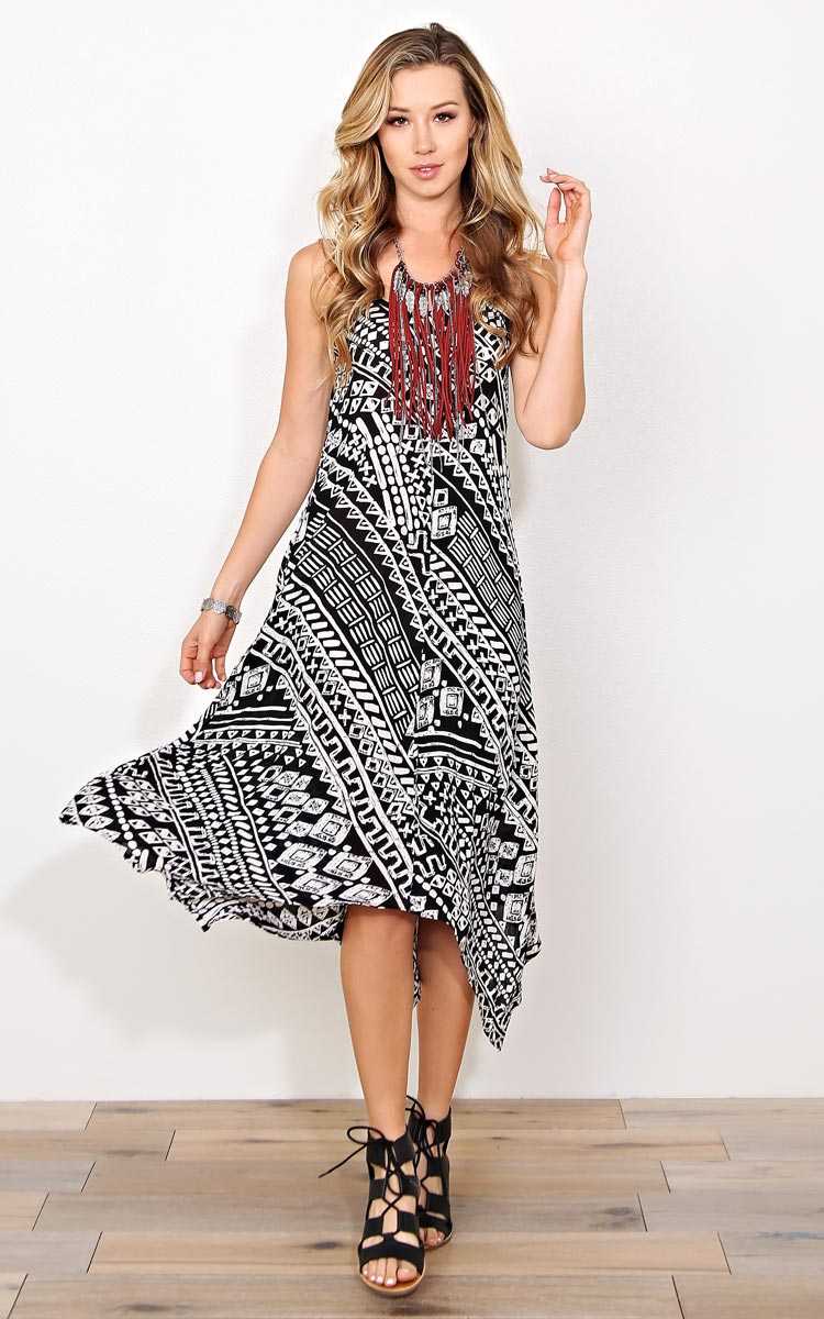 Angie Boho Spring Woven Gauze Dress - - Black Combo in Size by Styles For Less