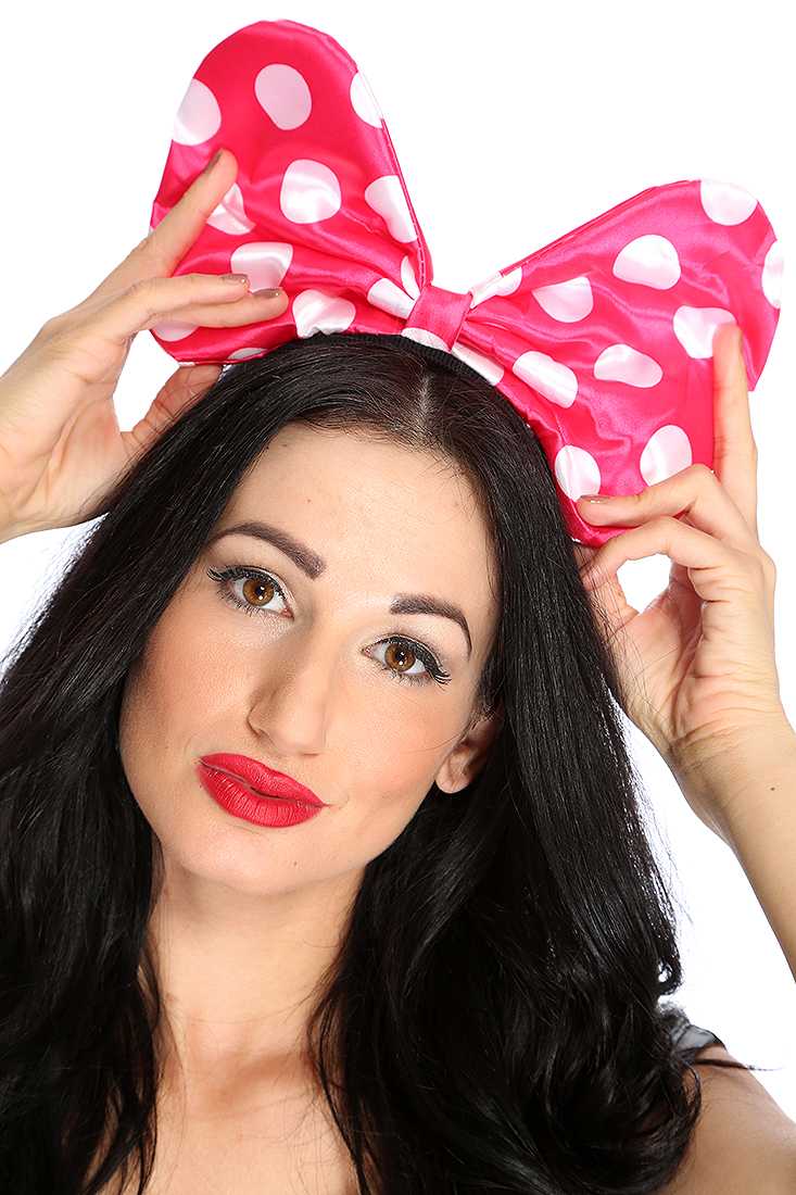 1 PC Rose Polka Dotted Mouse Ear Headband