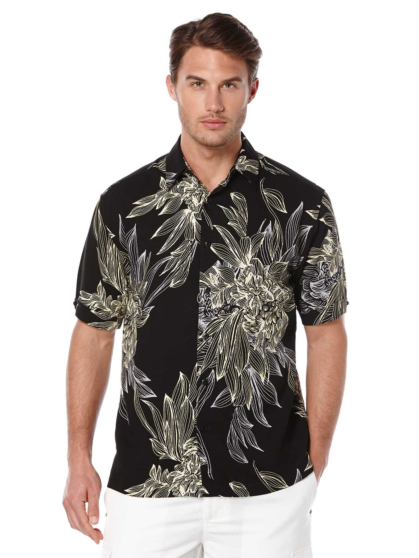 Cubavera Big & Tall Short Sleeve Allover Tropical Print