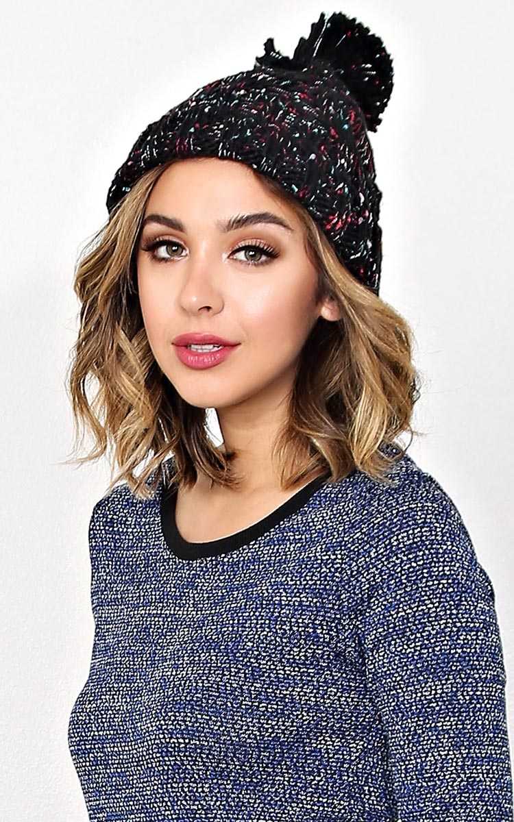 Dream Color Pom Beanie - N/S - Black by Styles For Less