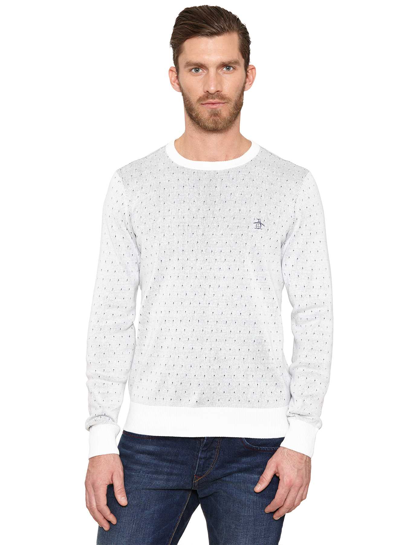 Original Penguin REVERSIBLE  MINI DOT CREWNECK SWEATER